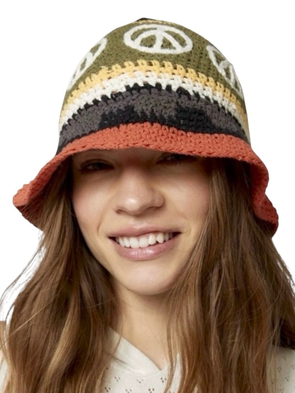Urban Outfitters Peace Sign Crochet Bucket Hat - Picture 2 of 7